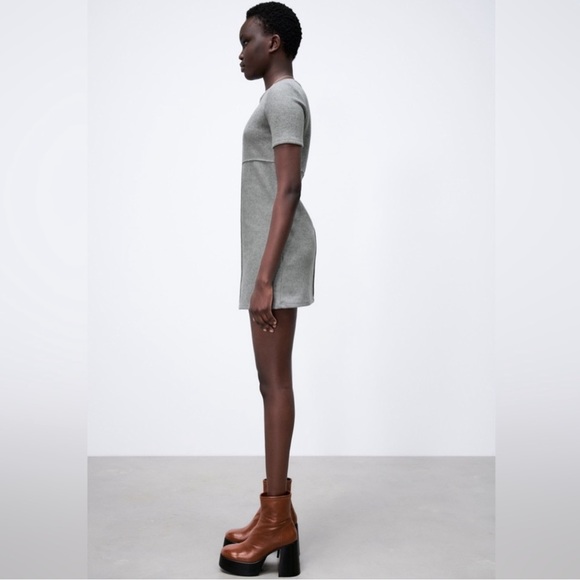 Zara Gray Short Sleeve Sweater Dress - Picture 2 of 10